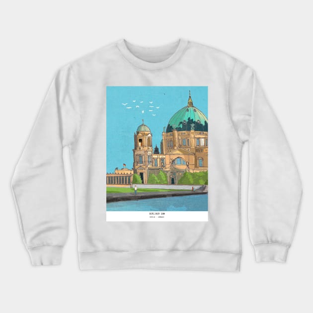 Berliner Dom Germany Illustration Crewneck Sweatshirt by Wall-Art-Sketch